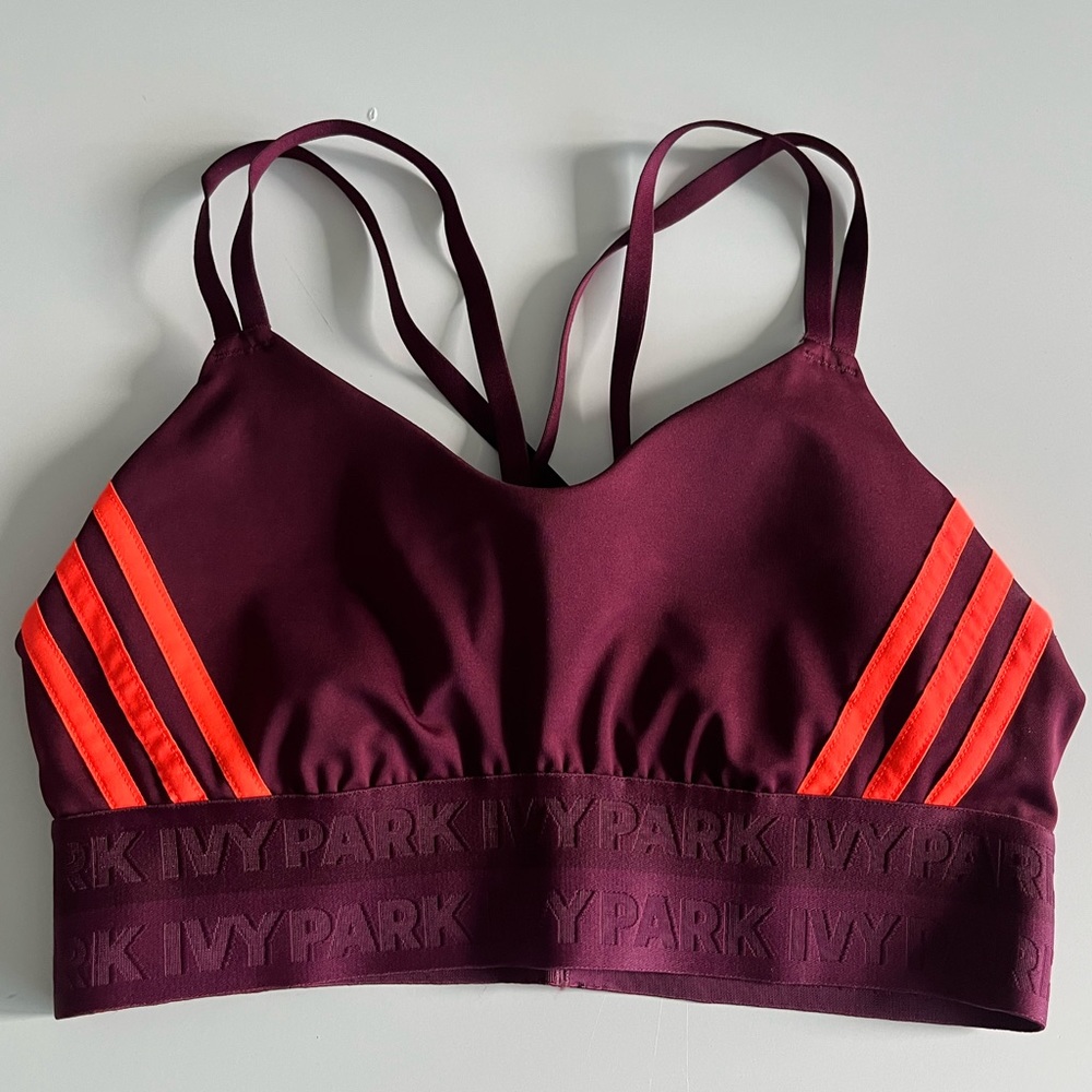 Ivy Park Maroon and Solar Orange Sports Bra |